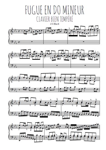 Téléchargez l'arrangement pour piano de la partition de Clavier bien tempéré, fugue en Do mineur en PDF